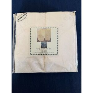 Home Creations Chair Covers 2pk Cream Damask Floral Fit 42in Armless Regencycore